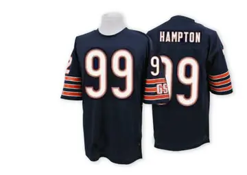 Blue Men's Dan Hampton Chicago Bears Authentic Mitchell And Ness Team Color Big Number With Bear Patch Throwback Jersey