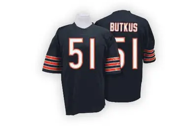 Blue Men's Dick Butkus Chicago Bears Authentic Mitchell And Ness Team Color Big Number With Bear Patch Throwback Jersey