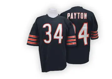 Blue Men's Walter Payton Chicago Bears Authentic Mitchell And Ness Team Color Big Number With Bear Patch Throwback Jersey