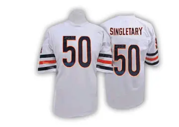White Men's Mike Singletary Chicago Bears Authentic Mitchell And Ness Big Number With Bear Patch Throwback Jersey
