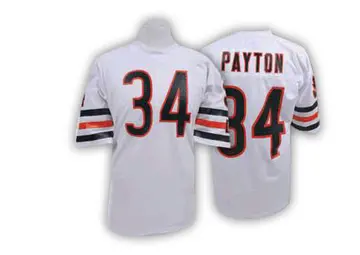 White Men's Walter Payton Chicago Bears Authentic Mitchell And Ness Big Number With Bear Patch Throwback Jersey
